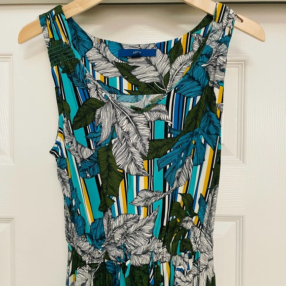 Apt. 9 Sleeveless Maxi Dress Striped Blue Green Floral - Picture 2 of 9